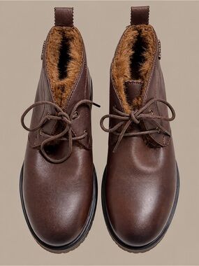 BearPaw Brown Faux-Fur Lined Lace-Up Ankle Boots